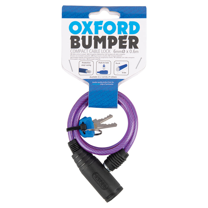 Oxford Bumper Cable Lock 6mm x 600mm Various Colours