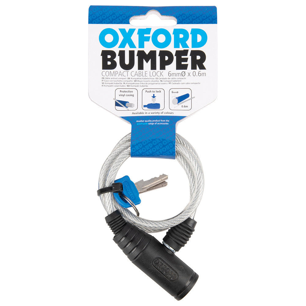 Oxford Bumper Cable Lock 6mm x 600mm Various Colours