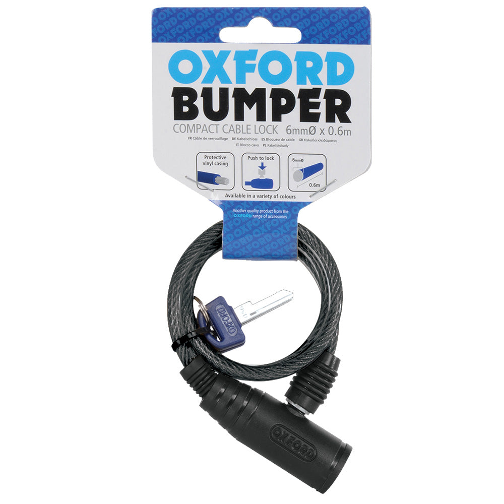 Oxford Bumper Cable Lock 6mm x 600mm Various Colours