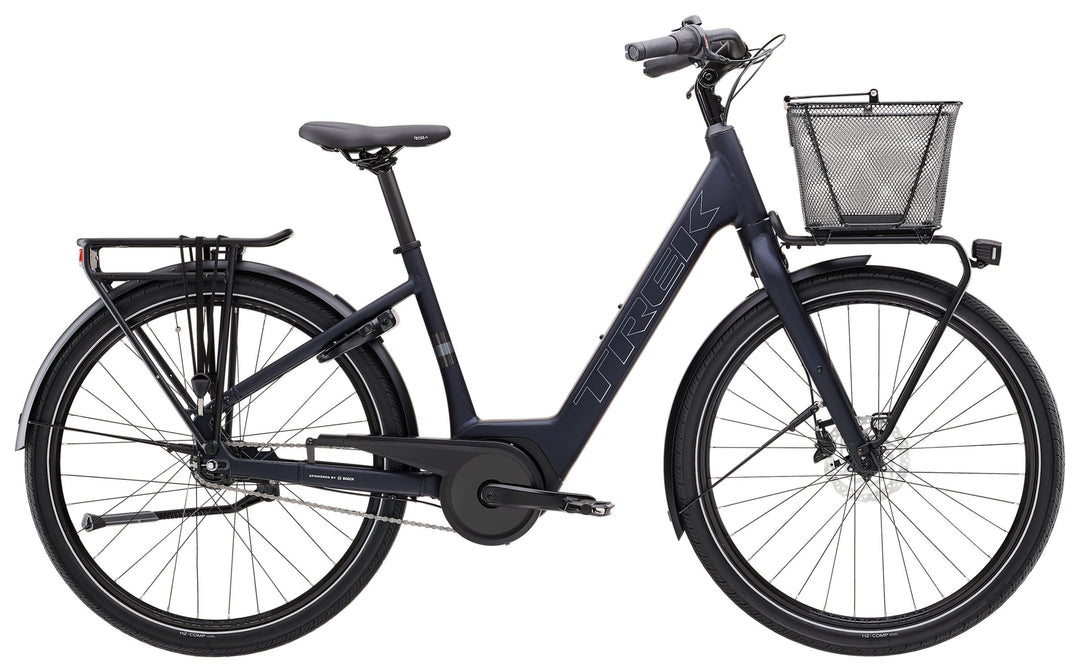 Trek District+ 1 Coaster Lowstep Matte Deep Dark Blue 2026 Electric Hybrid Bike