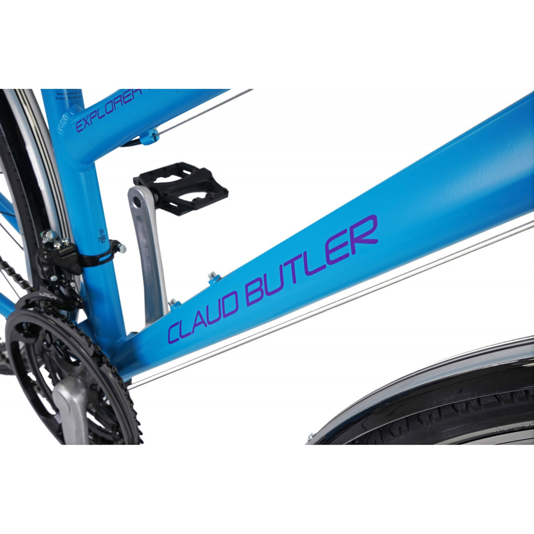 Claud Butler Explorer 1.0 Low Step Blue 2024 Hybrid Bike