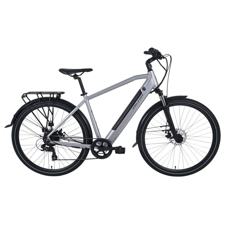 Falcon Horizon Crossbar Silver 2025 Electric Hybrid Bike