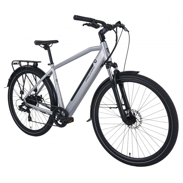 Falcon Horizon Crossbar Silver 2025 Electric Hybrid Bike