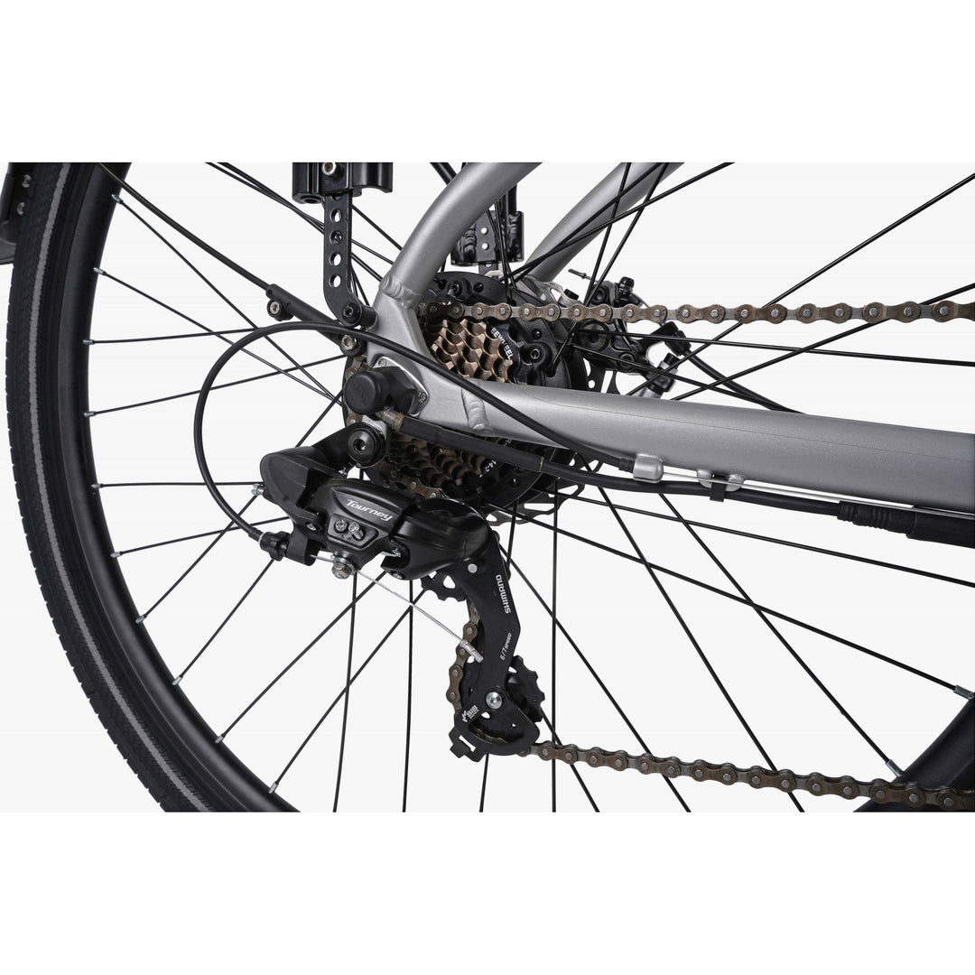 Falcon Horizon Crossbar Silver 2025 Electric Hybrid Bike