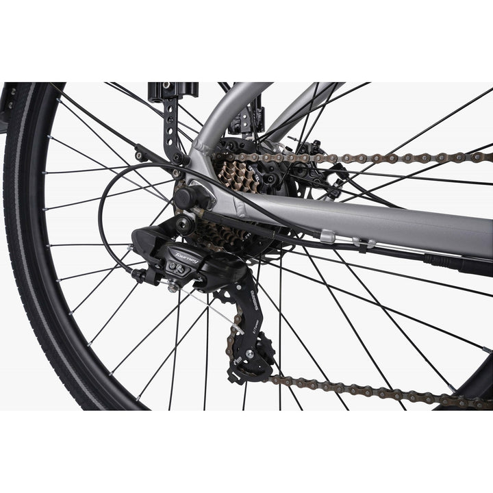 Falcon Horizon Crossbar Silver 2025 Electric Hybrid Bike
