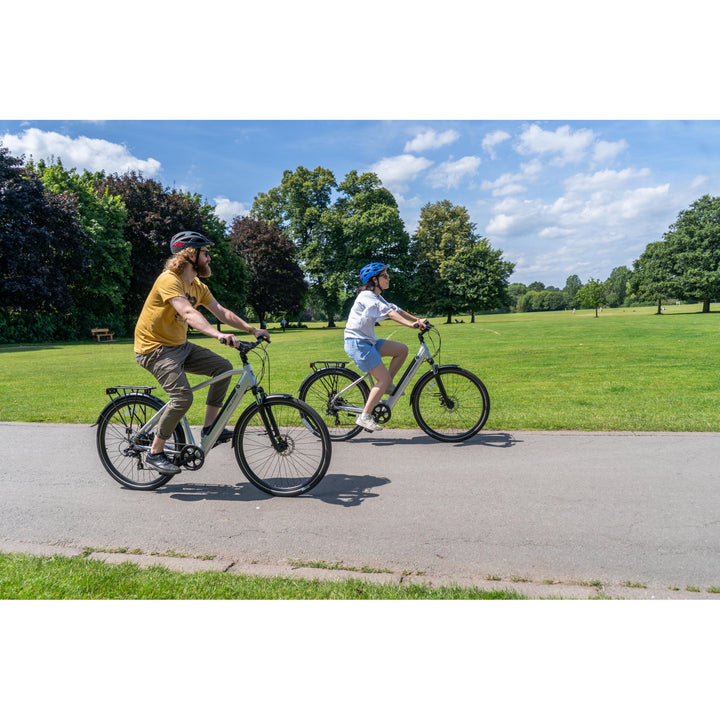 Falcon Horizon Crossbar Silver 2025 Electric Hybrid Bike