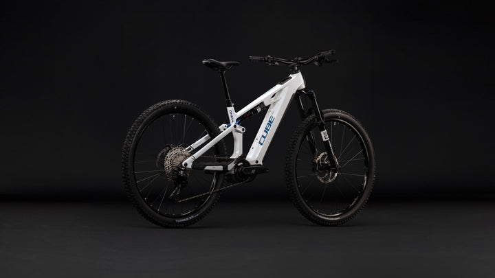 Cube Stereo Hybrid One44 HPC Pro 800 Metallicwhite Blue 2027 Electric Mountain Bike