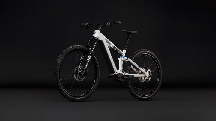 Cube Stereo Hybrid One44 HPC Pro 800 Metallicwhite Blue 2027 Electric Mountain Bike