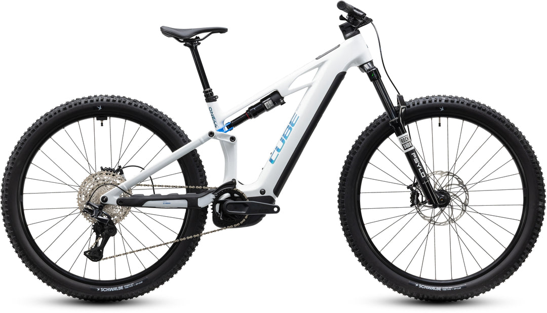 Cube Stereo Hybrid One44 HPC Pro 800 Metallicwhite Blue 2027 Electric Mountain Bike