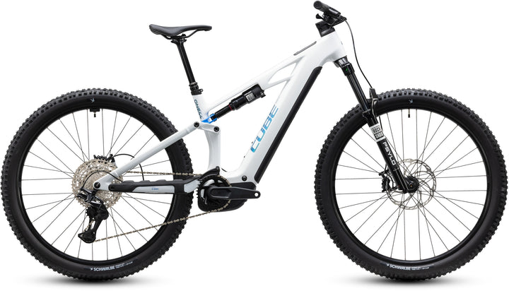 Cube Stereo Hybrid One44 HPC Pro 800 Metallicwhite Blue 2027 Electric Mountain Bike