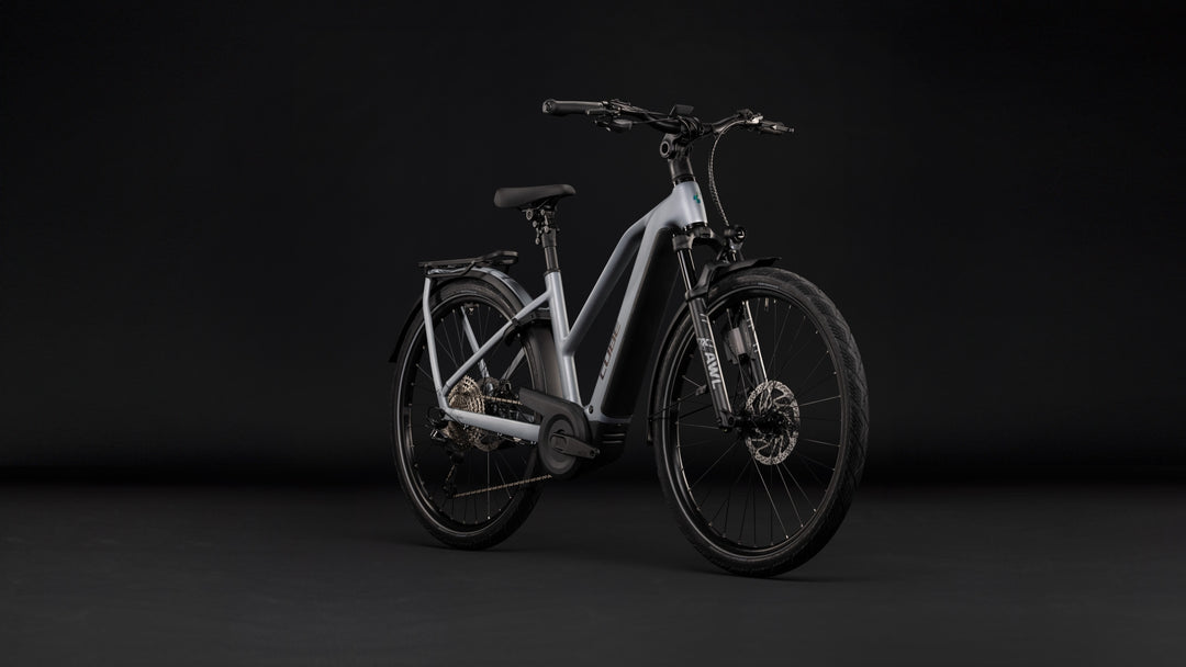 Cube Kathmandu Hybrid EXC 800 Slategrey Chrome Trapeze 2027 Electric Hybrid Bike