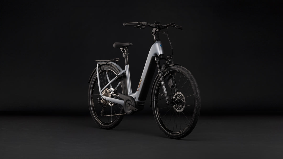 Cube Kathmandu Hybrid EXC 800 Slategrey Chrome Easy Entry 2027 Electric Hybrid Bike