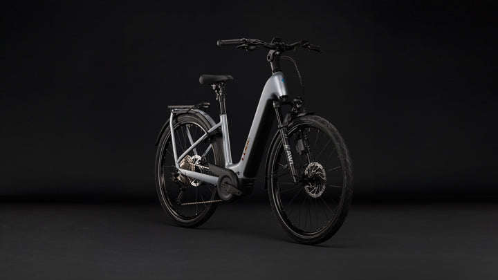 Cube Kathmandu Hybrid EXC 800 Slategrey Chrome Easy Entry 2027 Electric Hybrid Bike