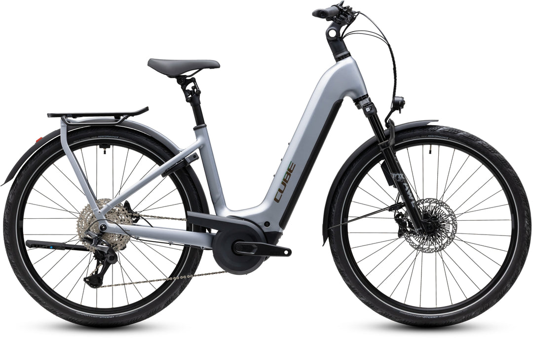 Cube Kathmandu Hybrid EXC 800 Slategrey Chrome Easy Entry 2027 Electric Hybrid Bike