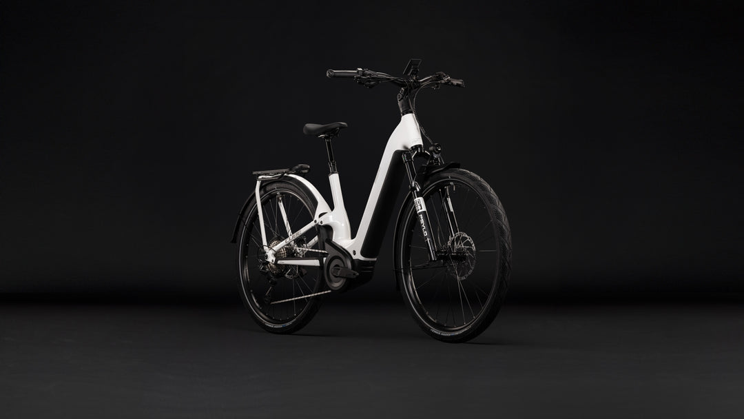Cube Kathmandu Hybrid One11 HPC SLX 800 Mwhite Metallicwhite Prizm Easy Entry 2027 Electric Hybrid Bike