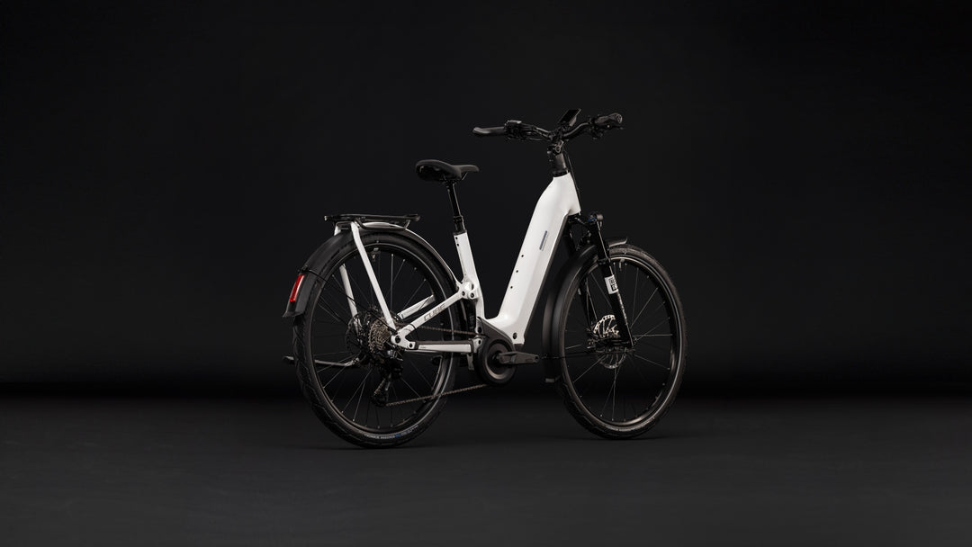 Cube Kathmandu Hybrid One11 HPC SLX 800 Mwhite Metallicwhite Prizm Easy Entry 2027 Electric Hybrid Bike