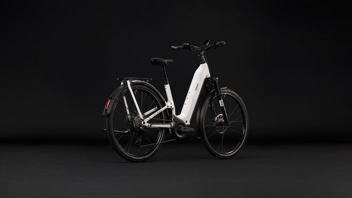 Cube Kathmandu Hybrid One11 HPC SLX 800 Mwhite Metallicwhite Prizm Easy Entry 2027 Electric Hybrid Bike