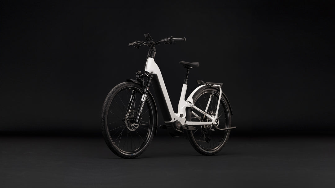 Cube Kathmandu Hybrid One11 HPC SLX 800 Mwhite Metallicwhite Prizm Easy Entry 2027 Electric Hybrid Bike