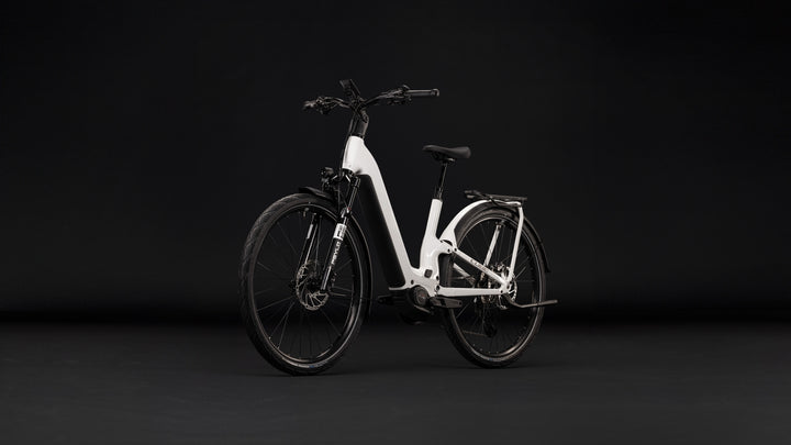 Cube Kathmandu Hybrid One11 HPC SLX 800 Mwhite Metallicwhite Prizm Easy Entry 2027 Electric Hybrid Bike