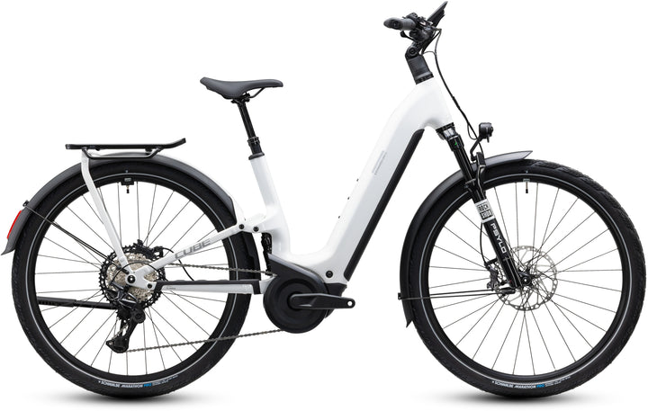 Cube Kathmandu Hybrid One11 HPC SLX 800 Mwhite Metallicwhite Prizm Easy Entry 2027 Electric Hybrid Bike