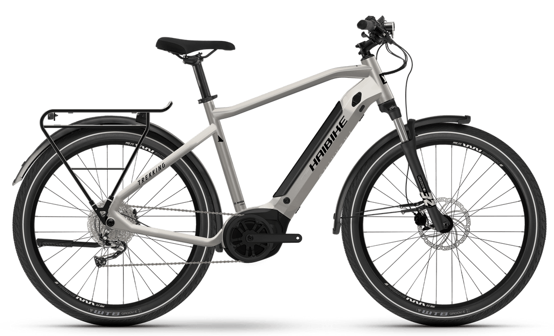 Haibike Trekking 3 High Silver Electric Hybrid Bike - Haibike - Les's Cycles