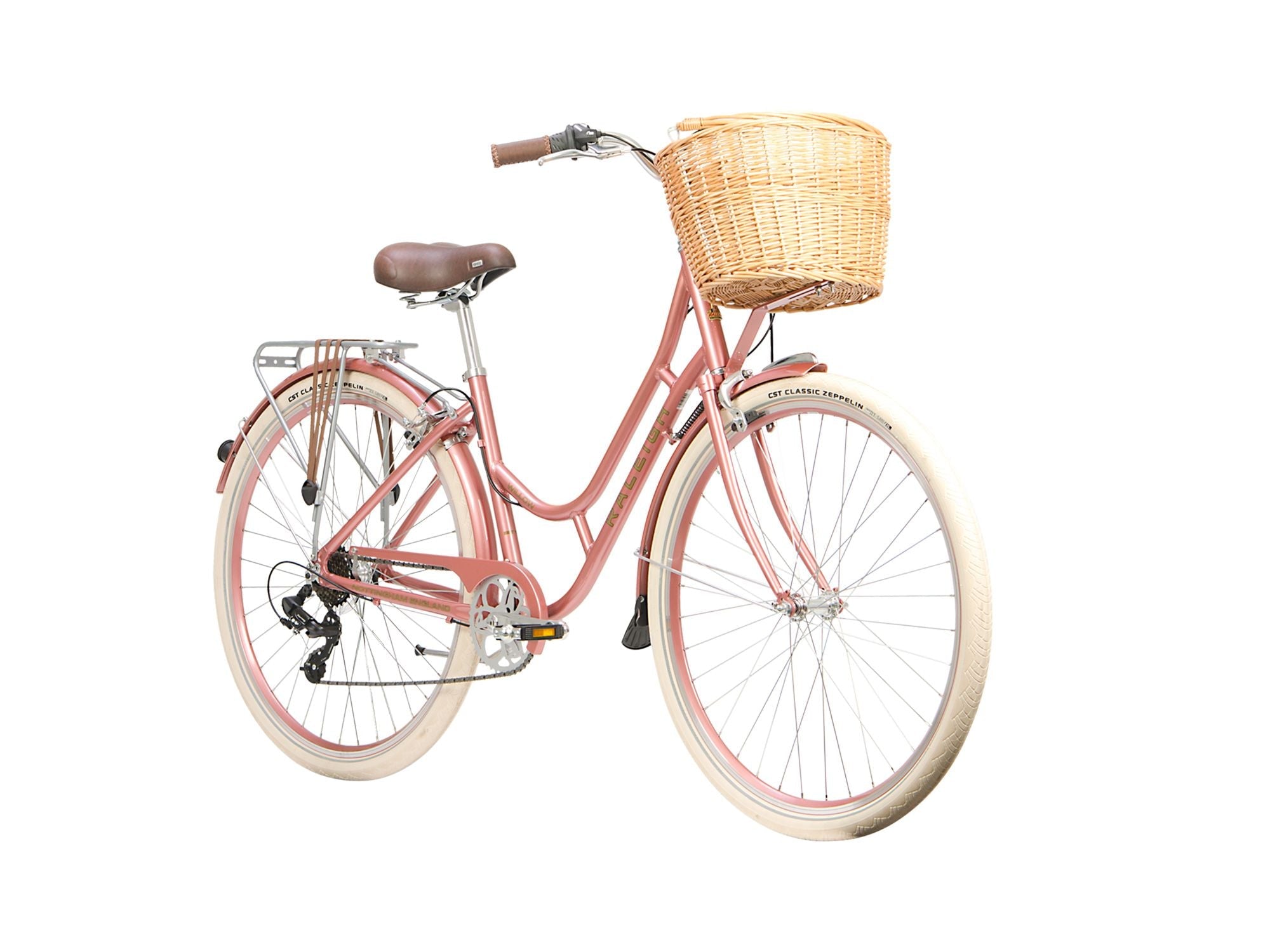 Vintage ladies bike on sale with basket pink